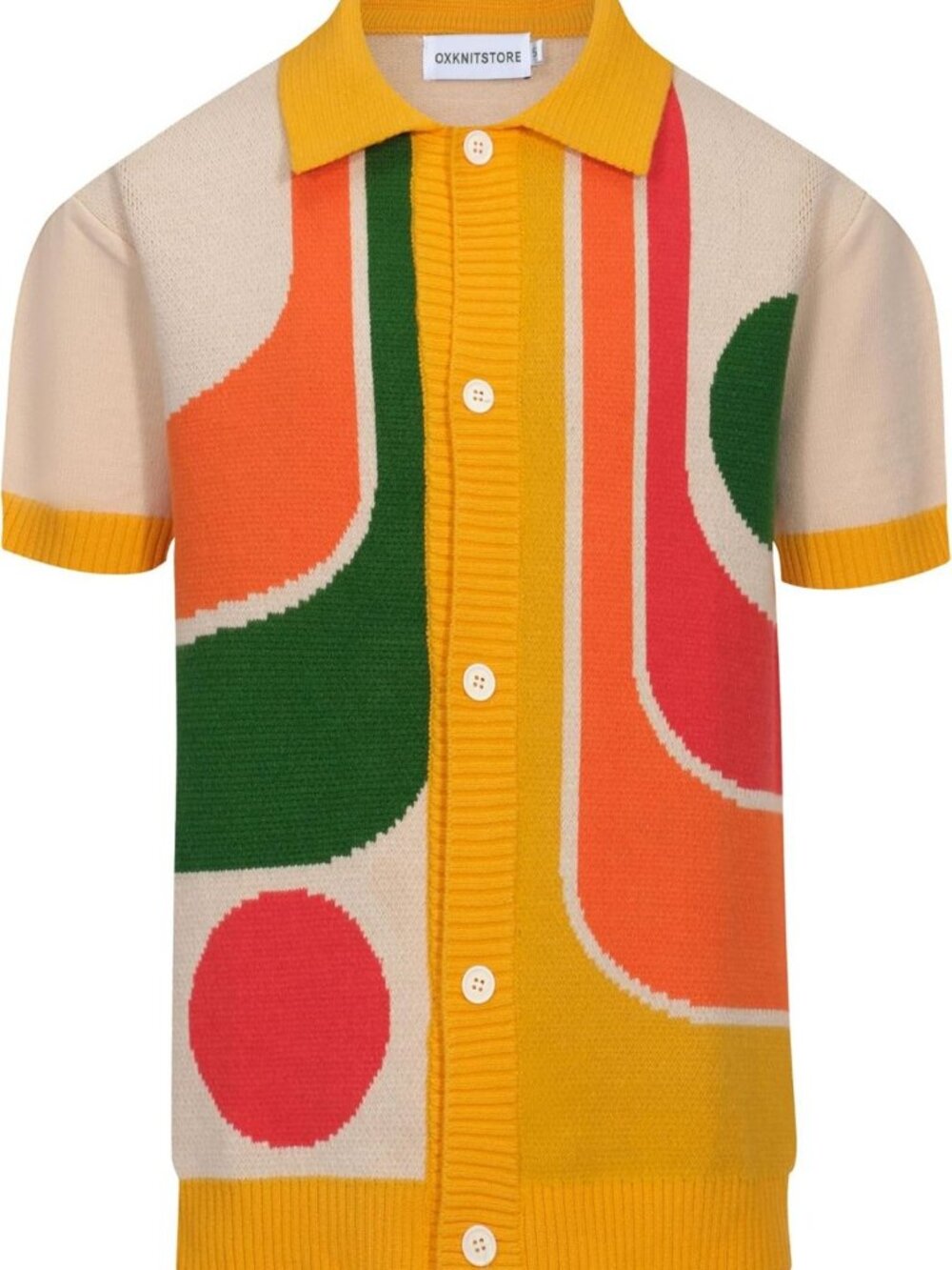 Retro Geometric Knitted Short Sleeve Vintage Golf Polo for Men - Casual Style
